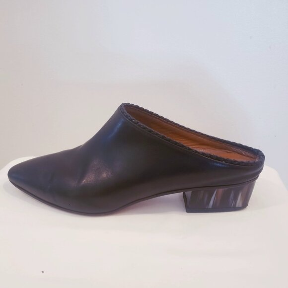 Aquatalia Tortoise Heel Black Leather Mule - Picture 1 of 16